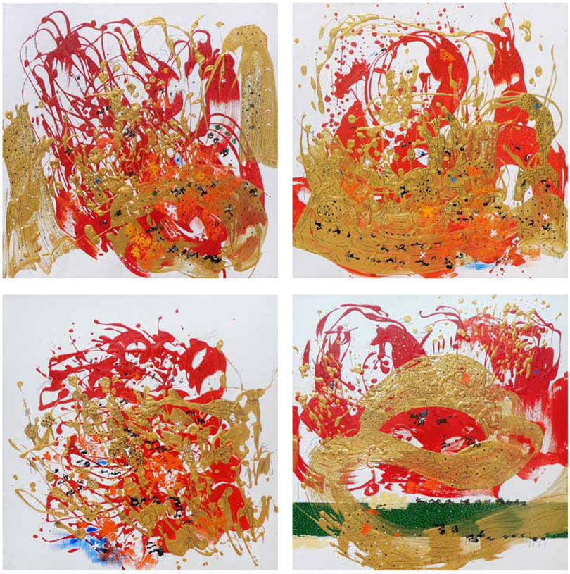 Jatra V, VI, VII, VIII
Acrylic on Canvas
24 x 24 inches (each)
2014